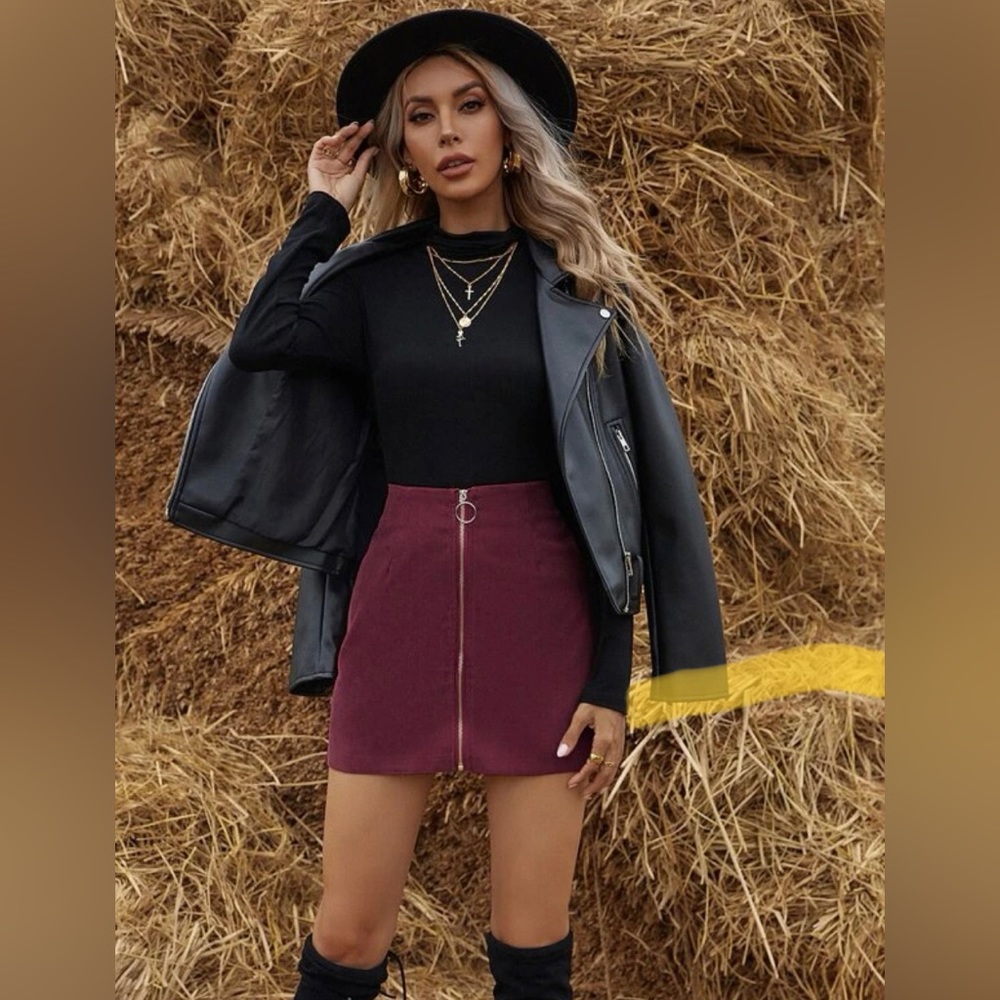 Red Corduroy Miniskirt